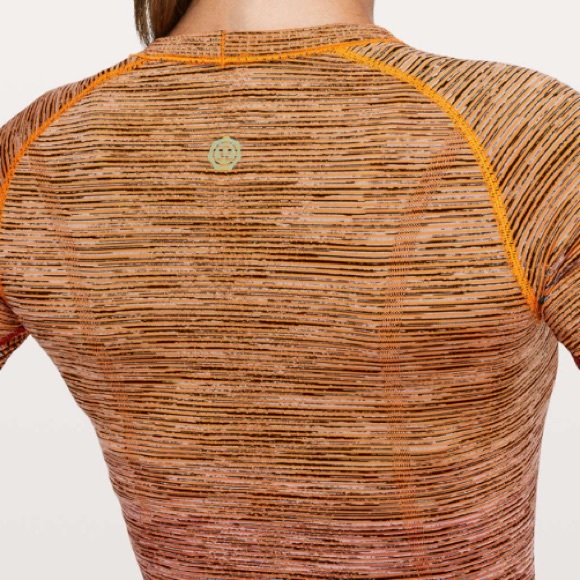 Lululemon Swiftly Tech Long Sleeve Crew *SW in Vivid Amber / White / Hot Heat - Picture 2 of 7